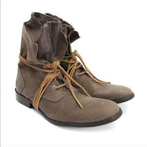 John Fluevog March Zip Up Canvas Leather Boots